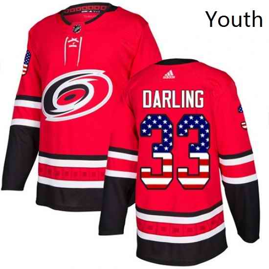 Youth Adidas Carolina Hurricanes 33 Scott Darling Authentic Red USA Flag Fashion NHL Jersey